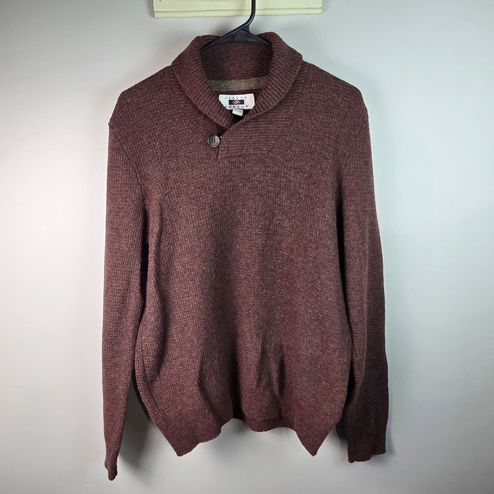 Joseph Abboud Sweater Mens M‎ Burgundy Excellent Wool Blend Shawl Neck Pullover